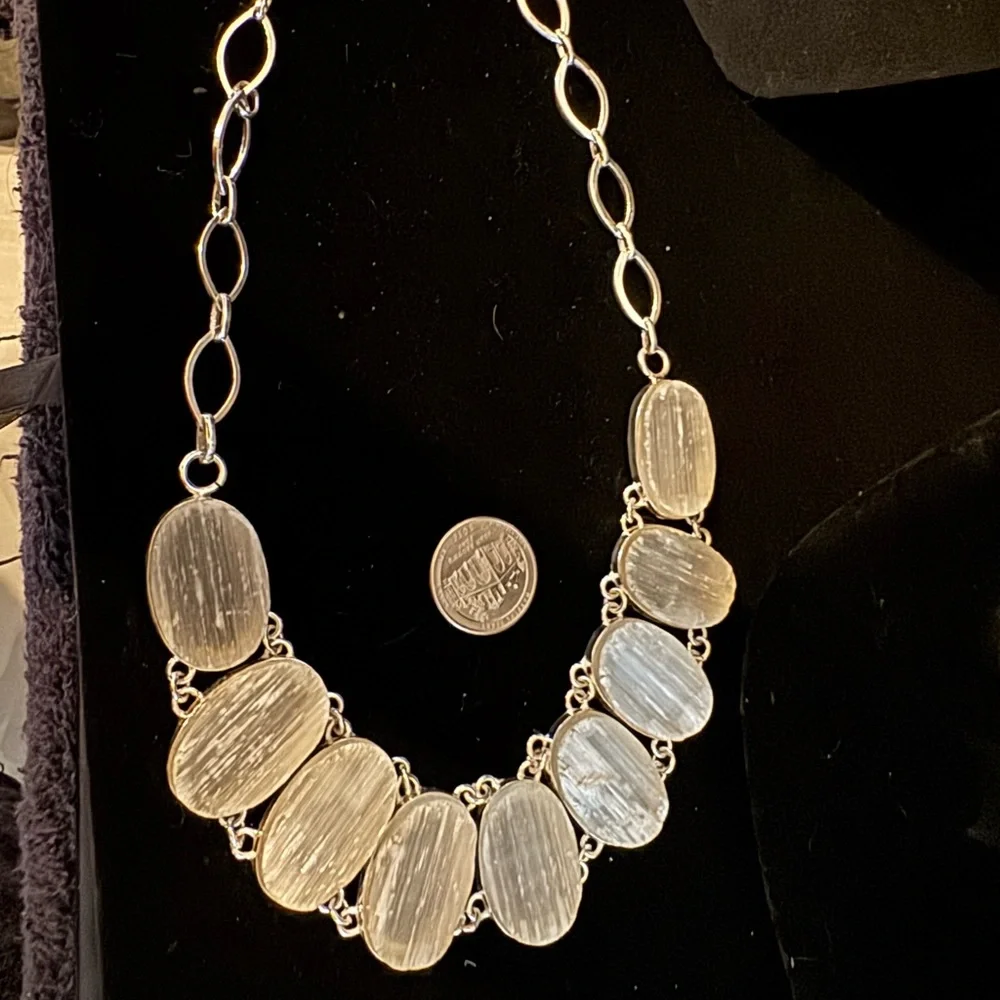 Elegant sterling Silver‎ and selenite Necklace
